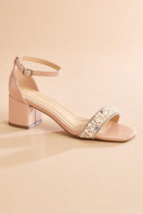 embellished band nude heels Versona Shoes|Sale