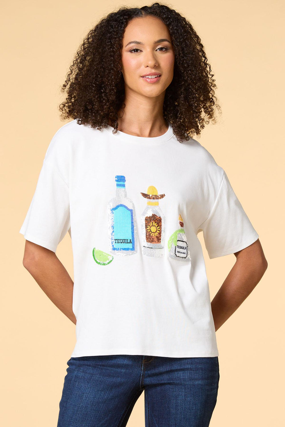 tequila sunrise sequin tee Versona Sale