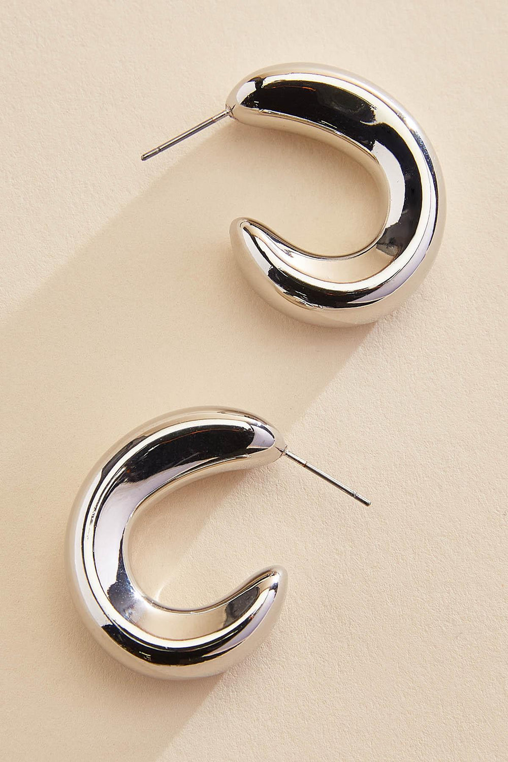 puffy silver hoop earrings Versona Sale