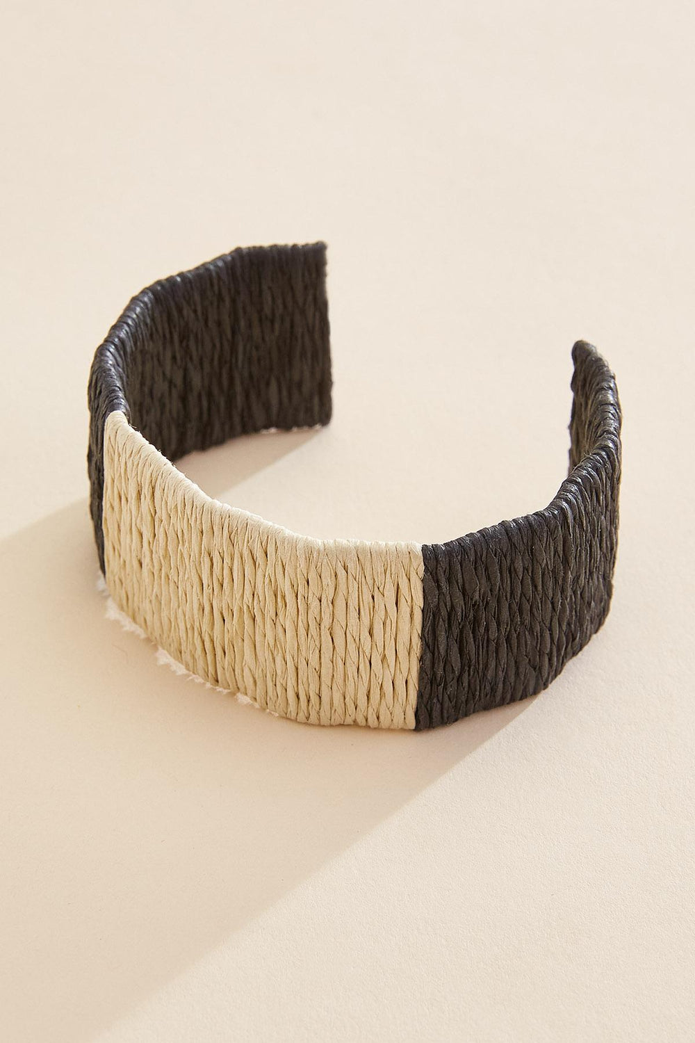 black neutral raffia cuff bracelet Versona Sale