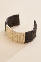 black neutral raffia cuff bracelet Versona Sale