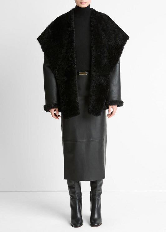 VINCE Shearling Hooded Jacket in Jackets