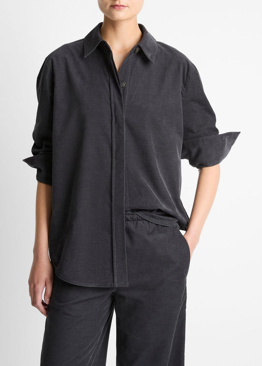 VINCE Cotton Corduroy Oversized Shirt in Long Sleeve