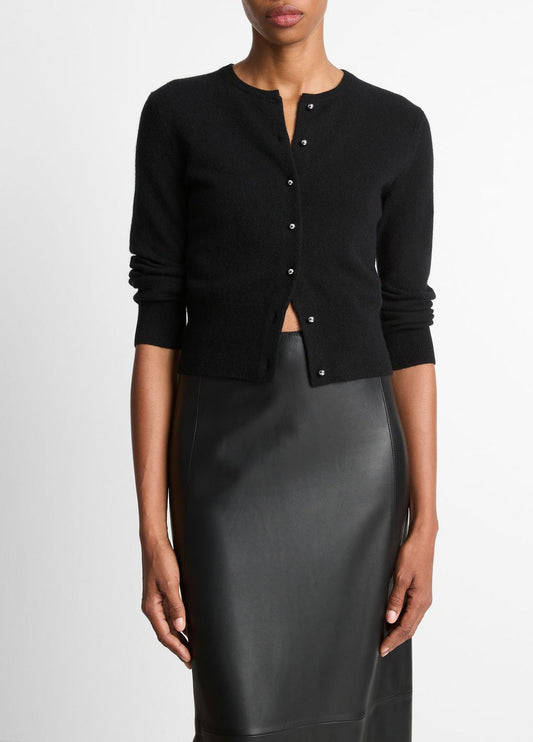 VINCE Metal-Button Wool & Cashmere-Blend Cardigan in Cardigans