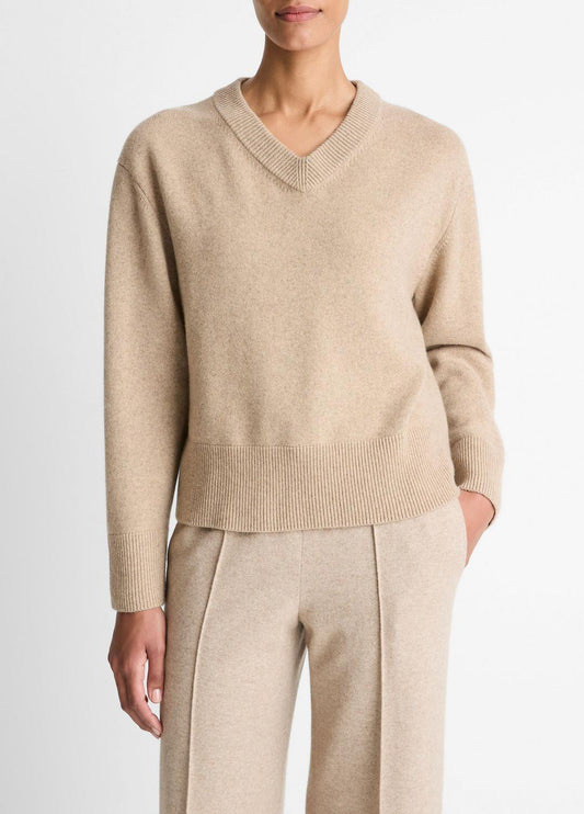 VINCE Wool-Cashmere V-Neck Sweater in V-Neck