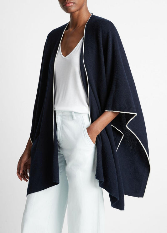 VINCE Tipped Jersey-Knit Cashmere Cape in Sweaters
