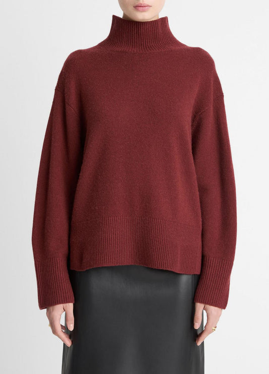 VINCE Wool-Cashmere Side-Slit Turtleneck Sweater in Turtleneck