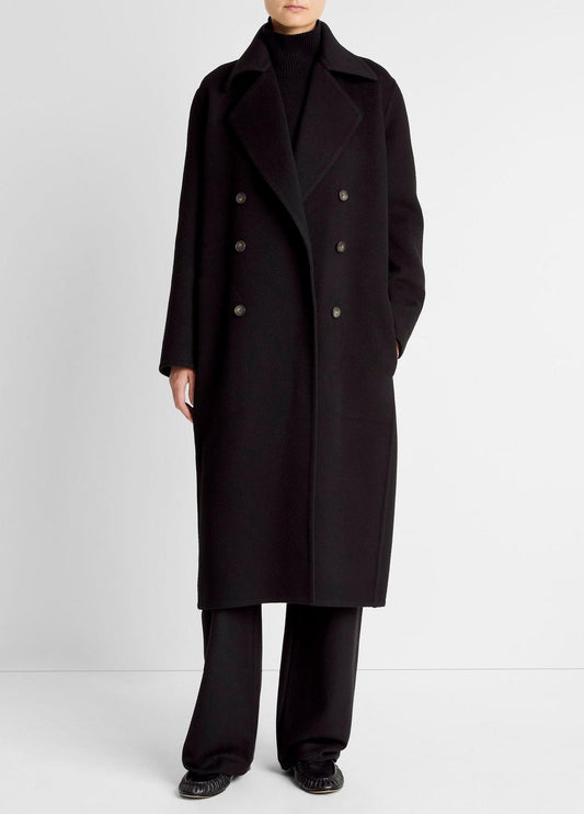 VINCE Wool-Blend Double-Breasted Long Coat in Coats