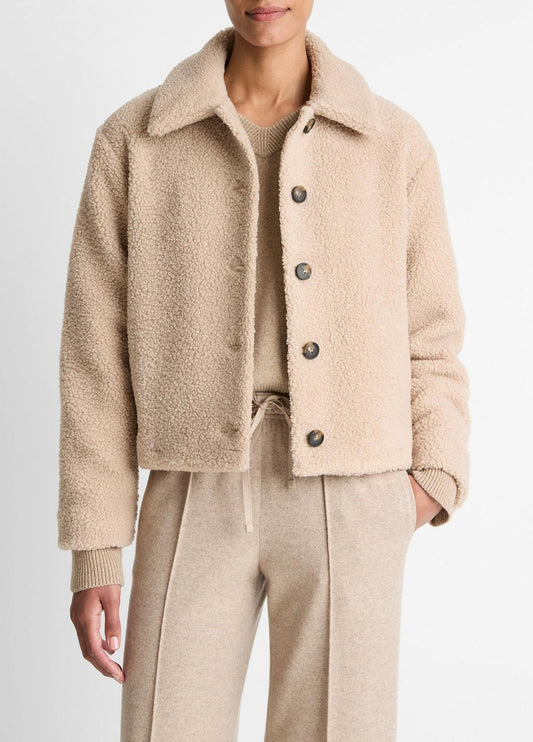 VINCE Collared Sherpa Jacket in Jackets