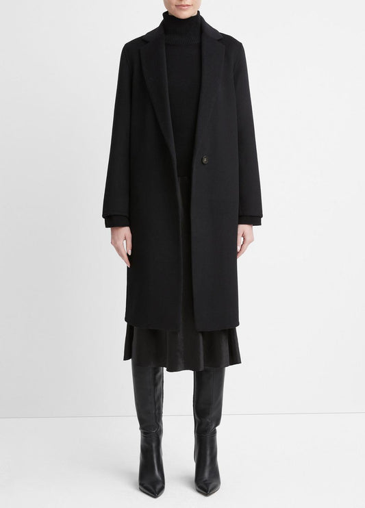 VINCE Classic Wool-Blend Straight Coat in Coats