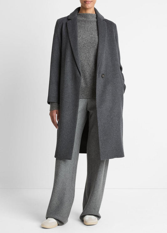 VINCE Classic Wool-Blend Straight Coat in Coats