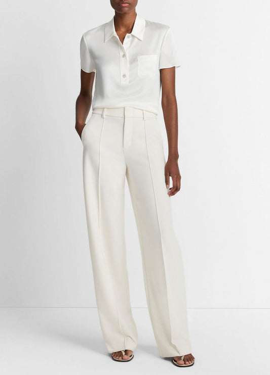VINCE Silk Short-Sleeve Polo Shirt in Short Sleeve