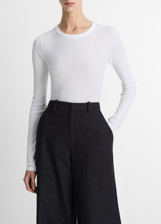VINCE Essential Pima Cotton-Blend Long-Sleeve T-Shirt in Long Sleeve