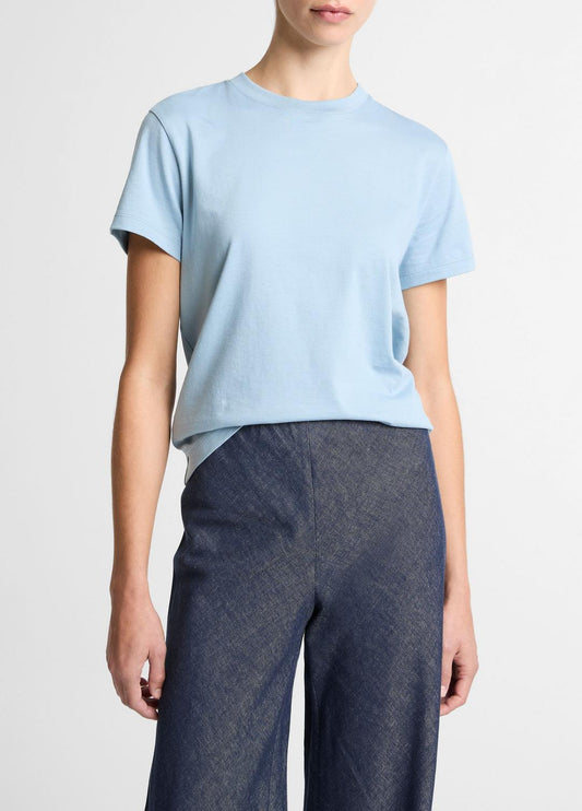 VINCE Pima Cotton Crew Neck T-Shirt in Short Sleeve