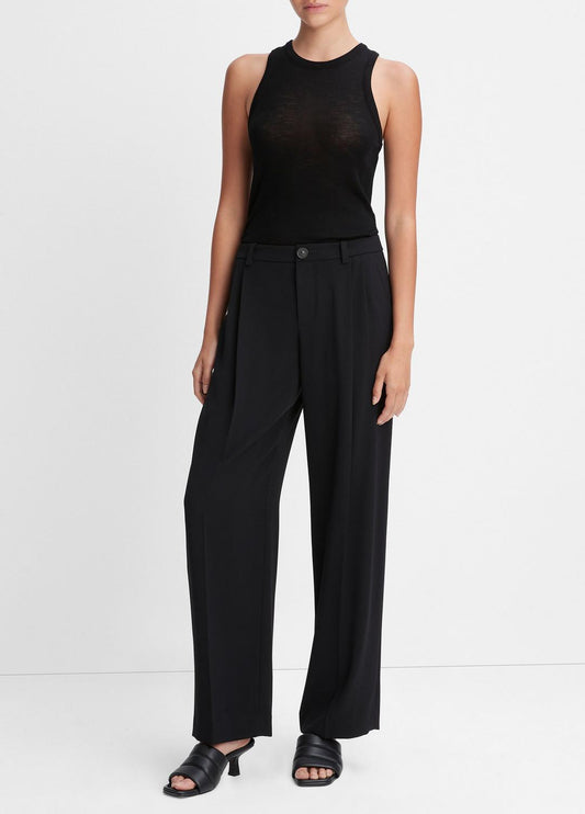 VINCE Drop-Waist Pleated Crepe Trouser in Trousers