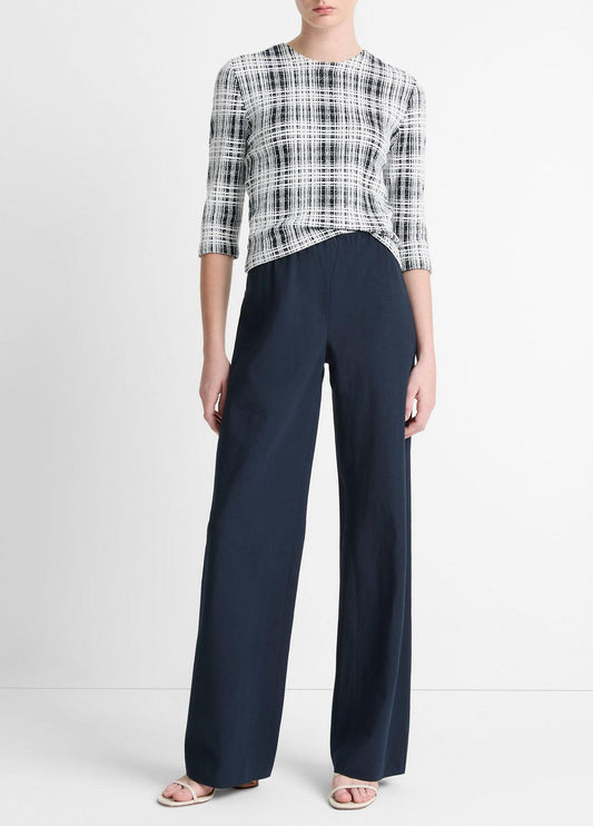 VINCE Cotton-Blend High-Waist Bias Pant in Wide Leg