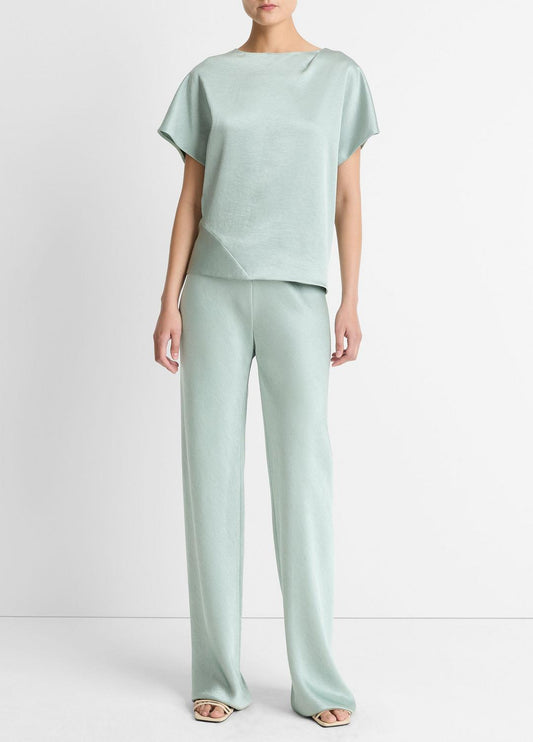 VINCE Colette High-Rise Fluid Satin Bias Pant in Trousers