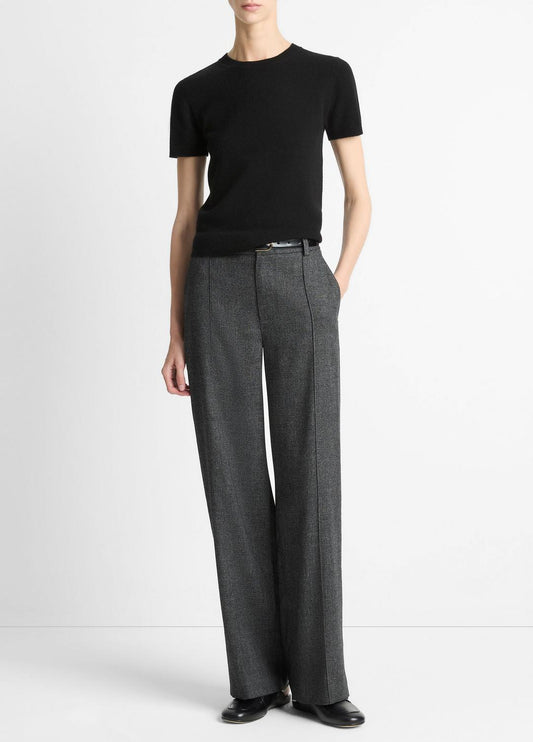 VINCE Italian Jaspe Pintuck High-Waist Wide-Leg Pant in Wide Leg