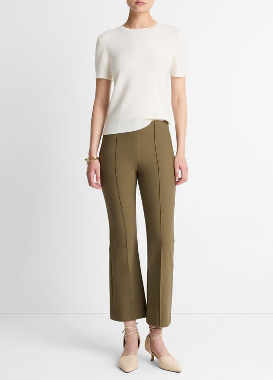 VINCE Niki Mid-Rise Pintuck Crop Flare Pant in Trousers