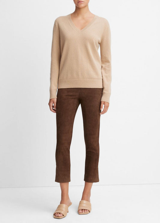 VINCE Stretch Suede Split Hem Crop Legging in Leggings