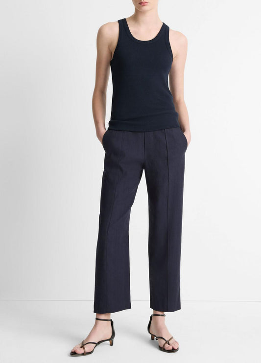 VINCE Grace Mid-Rise Linen-Blend Pull-On Pant in Trousers