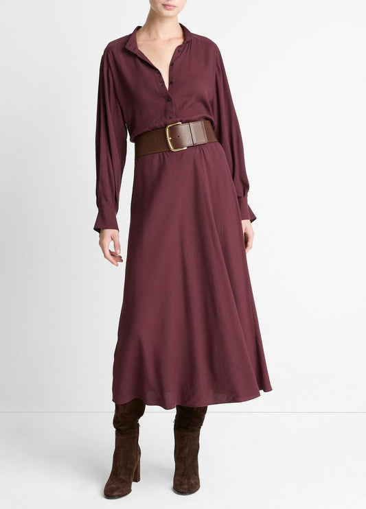 VINCE Crepe Collar-Stand Shirt Dress in Dresses