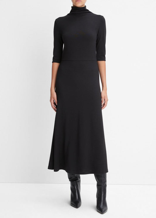 VINCE Elbow-Sleeve Turtleneck Dress in Dresses