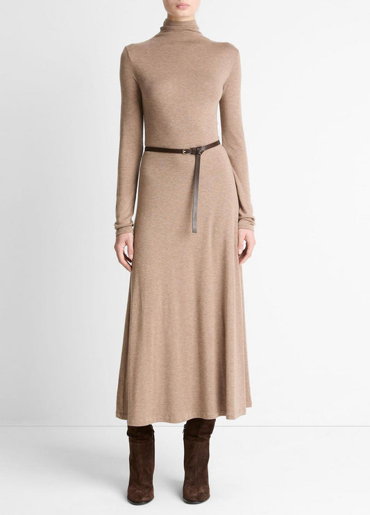 VINCE Cozy Jersey Funnel-Neck Long-Sleeve Dress in Dresses
