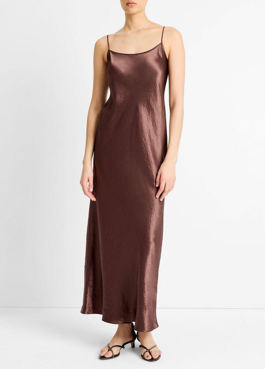 VINCE Satin Bias Maxi Slip Dress in Dresses