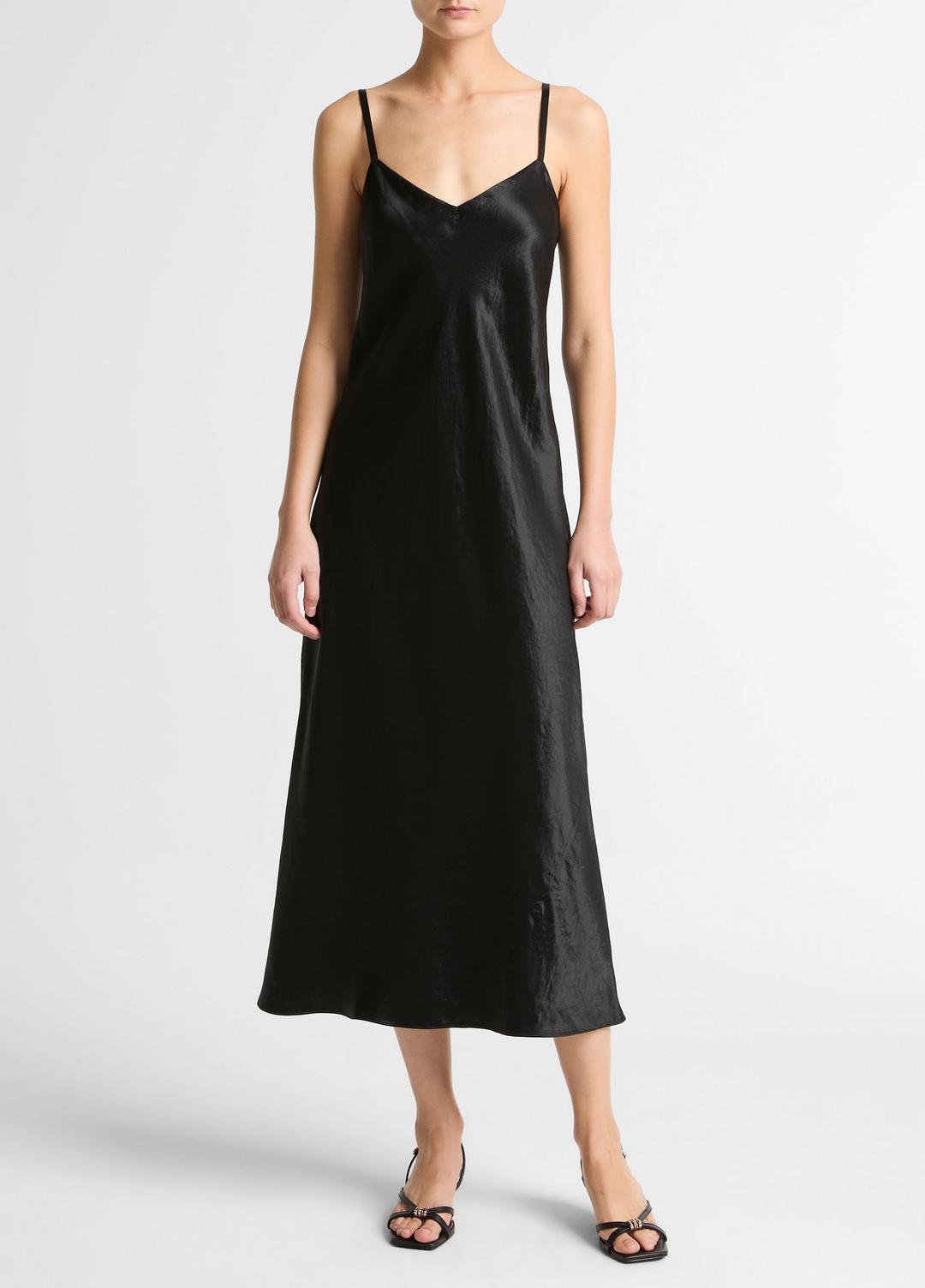VINCE Satin V-Neck Slip Dress in Dresses