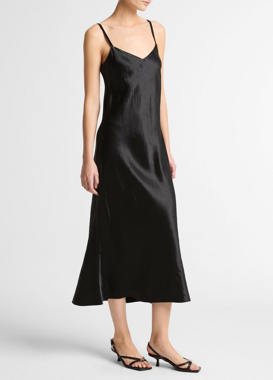 VINCE Satin V-Neck Slip Dress in Dresses
