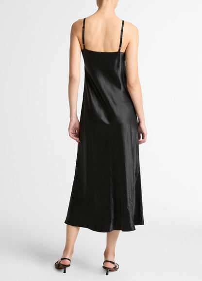 VINCE Satin V-Neck Slip Dress in Dresses