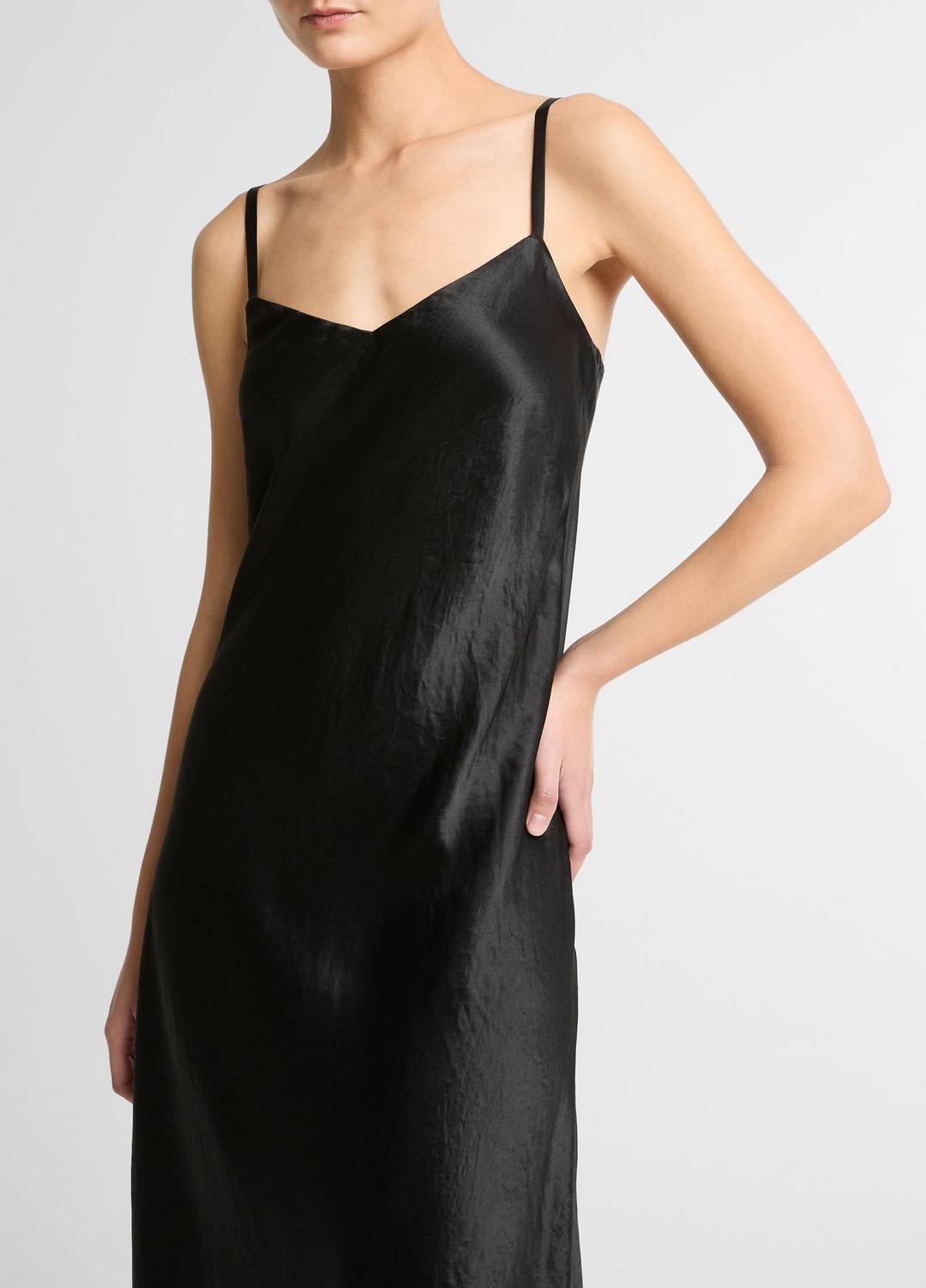 VINCE Satin V-Neck Slip Dress in Dresses