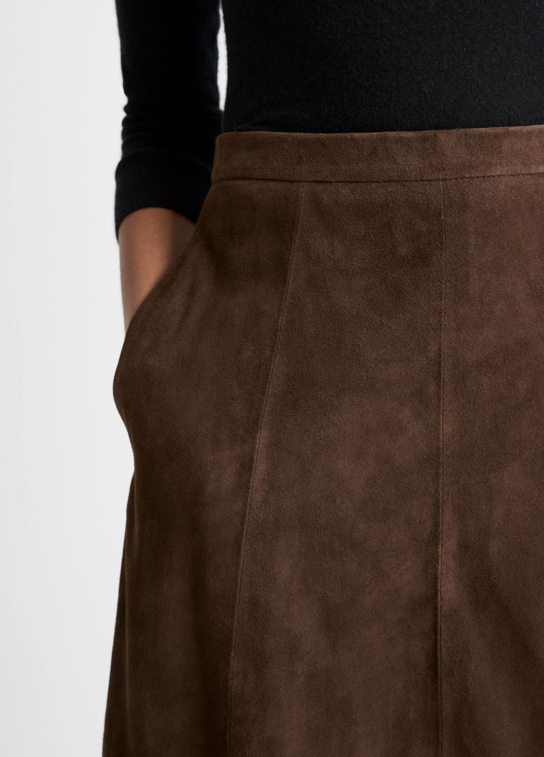 VINCE Suede Mid-Rise Flared Skirt in Skirts