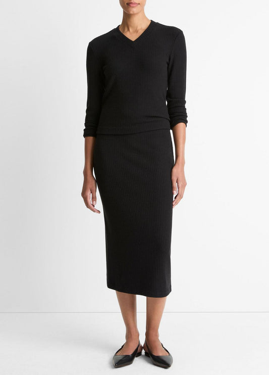 VINCE Cozy Rib Midi Skirt in Skirts