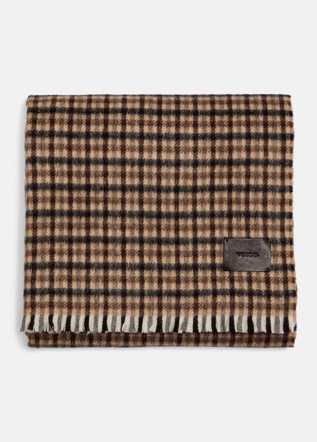 VINCE Gingham Wool-Cashmere Oversized Wrap in Scarves & Hats