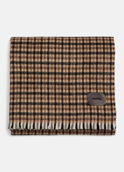 VINCE Gingham Wool-Cashmere Oversized Wrap in Scarves & Hats