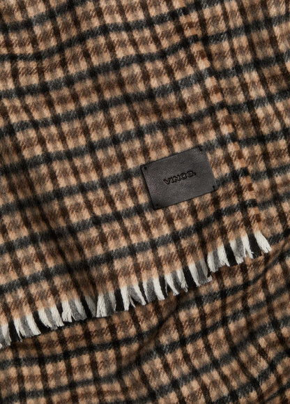 VINCE Gingham Wool-Cashmere Oversized Wrap in Scarves & Hats