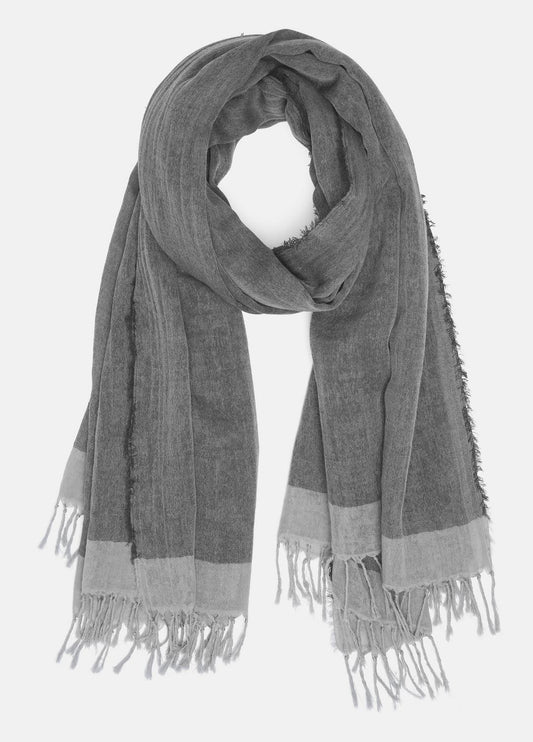 VINCE Border-Stripe Cotton Scarf in Scarves & Hats