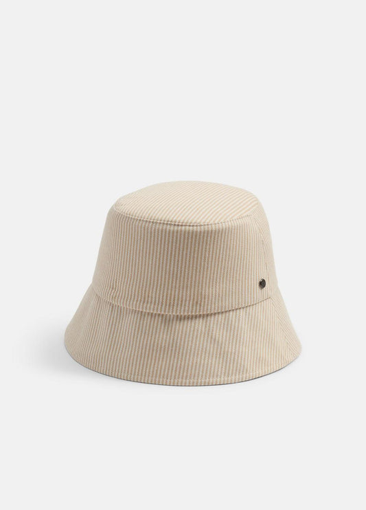 VINCE Stripe Cotton Canvas Bucket Hat in Scarves & Hats