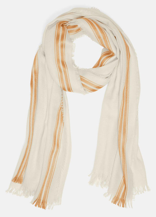 VINCE Border-Stripe Cashmere-Silk Satin Twill Scarf in Scarves & Hats