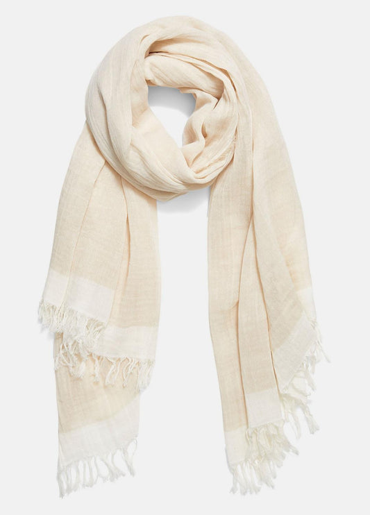 VINCE Border-Stripe Cotton Scarf in Scarves & Hats