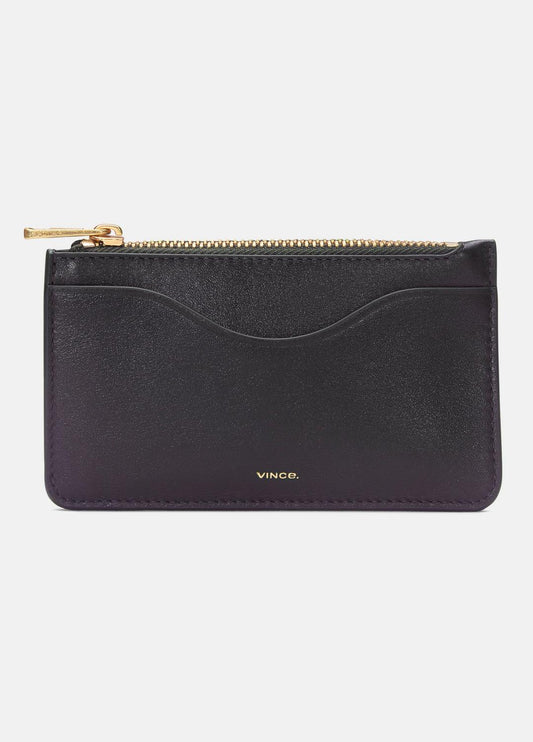 VINCE Leather Zip-Top Card Case in Handbags