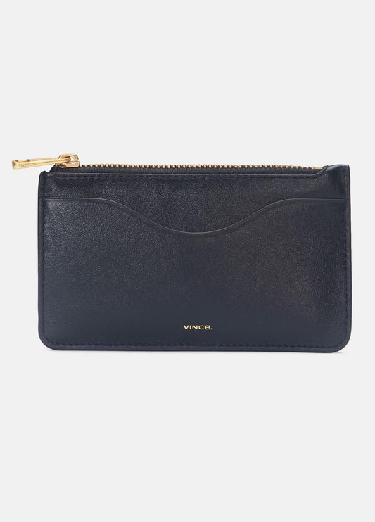 VINCE Leather Zip-Top Card Case in Handbags