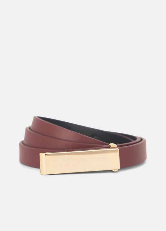 VINCE Women's 15mm Elongated Plaque Leather Belt in Belts