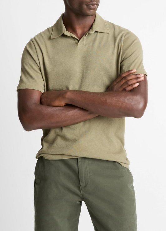 VINCE Cotton Johnny-Collar Polo Shirt in Henleys & Polos
