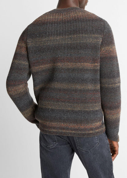 VINCE Space-Dye Shaker Wool-Blend Sweater in Crew Neck