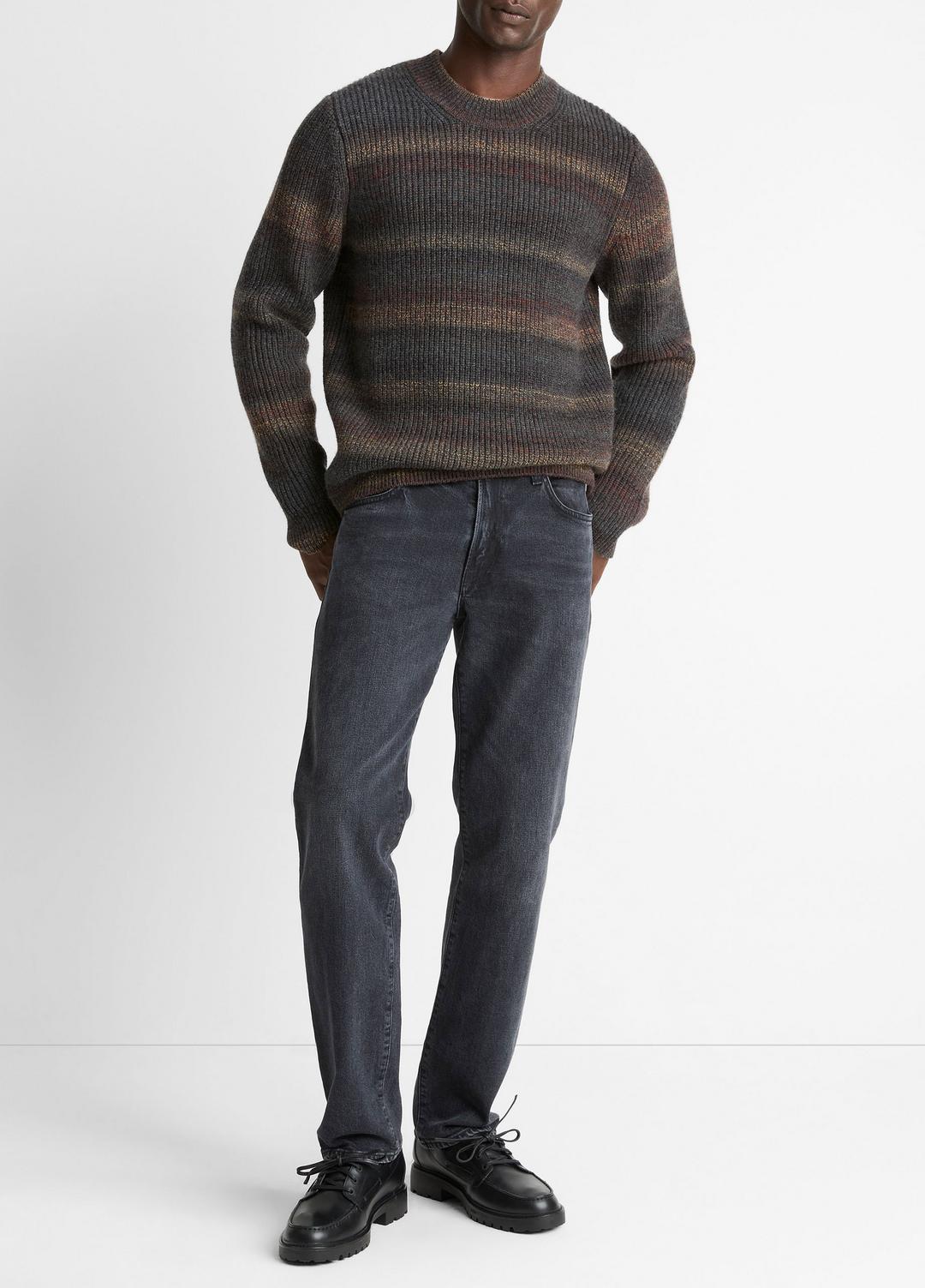 VINCE Space-Dye Shaker Wool-Blend Sweater in Crew Neck