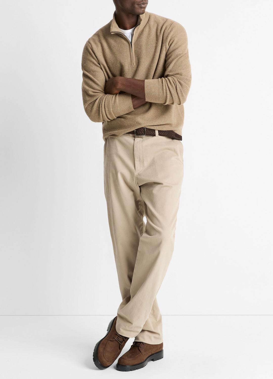 VINCE Geo-Jacquard Wool-Blend Quarter-Zip Sweater in Crew Neck