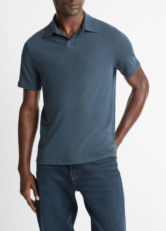 VINCE Cotton Johnny-Collar Polo Shirt in Henleys & Polos